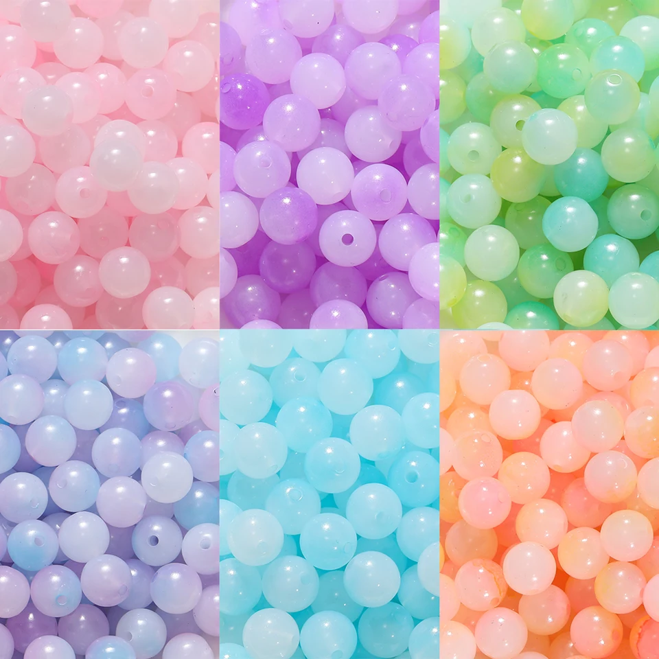 50ks 8/10 mm farebné želé výsledky Round Acrylové korálky voľné rozperkové guľôčky pre DIY náramok náhrdelníkových šperkov výroby doplnkov