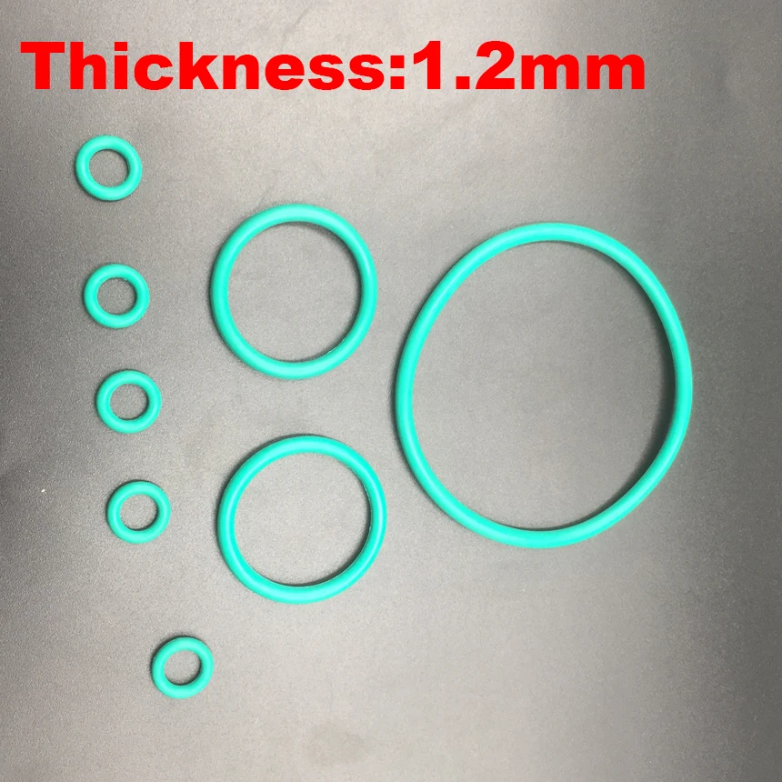 50ks 8,5 x 1,2 8,5*1,2 10x1.2 10*1,2 12x1.2 12x1.2 (OD*hrúbka) Green Fluoro FKM fluór gumov