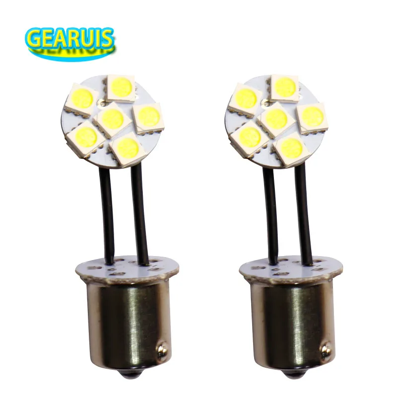 50ks AC 6V 12V Žiadny drôt z polárneho flexu 1156 BA15S #89 Base P21W 6 SMD 5050 LED 56MA 66MA Pinball Game LED žiarovky DC 12V 6.3V