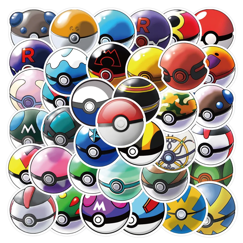 50ks Anime Pokemon Elf guľky na nálepky karikatúry DIY Kid Hračky batožiny batožiny Car Bike Board Carceary Graffiti Sticke