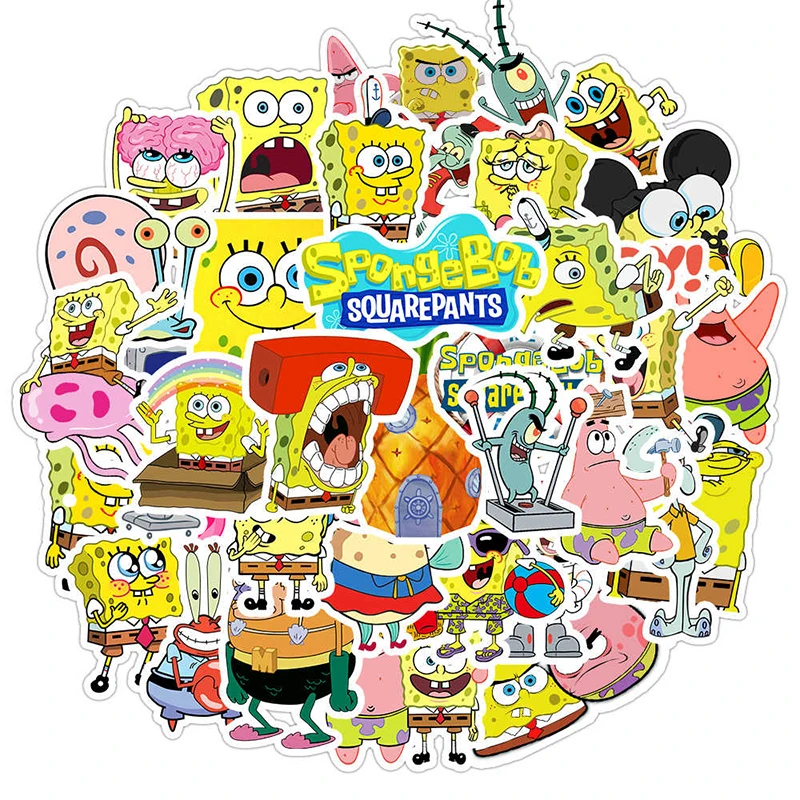 50ks anime spongebob nálepky karikatúry kawaii notebook gitara skateboard graffiti nálepka pre deti detská kniha Darček balenie hračky darček