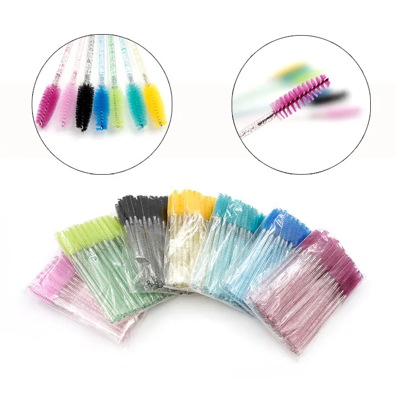 50ks/balenie jednorazové krištáľové riasy make -up kefy Diamond rukoväť Mascara Wands