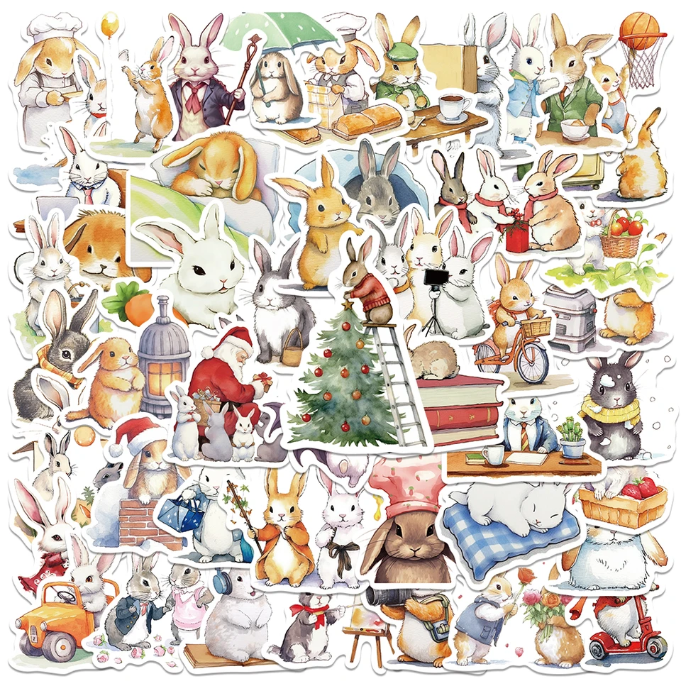 50ks/balenie Kawaii Bunny Rabbit Diary Zvieratá nálepky pre domácich majstrov
