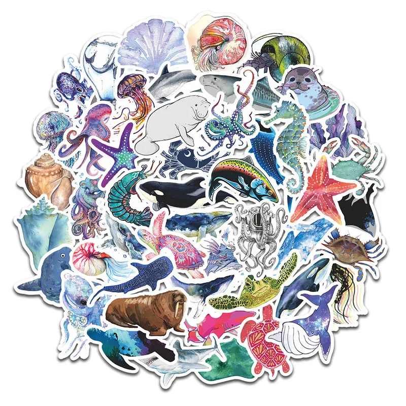 50ks/balenie Kawaii Cestovná rastlina Doprava námorných životných nálepiek na kancelárske potreby DIY Scrapbooking Craft Dekorative Label pre deti