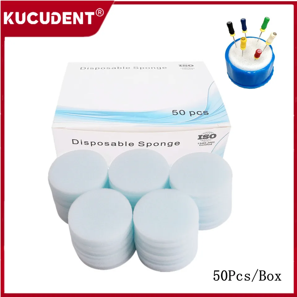 50ks/box na jedno použitie čistej špongie Pad zubné endo súbory Čistiaca pena Výmena za endodontický stojan stojan zubný materiál