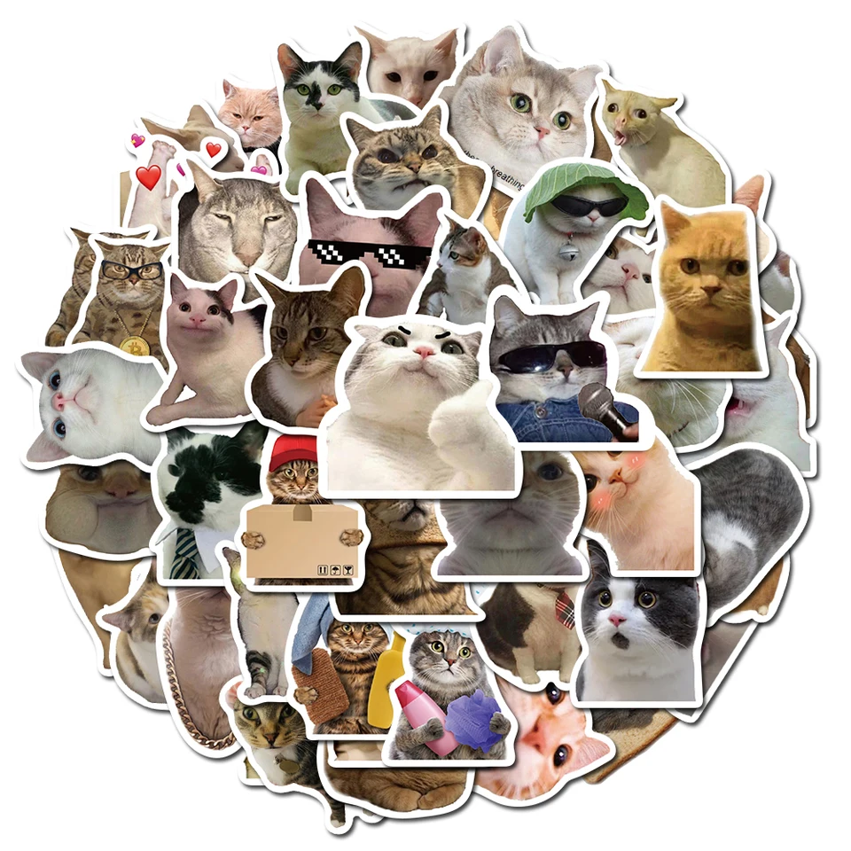 50ks Cat Meme Funny Animals nálepky Vintage hračky pre domácich majstrov pre didie pre deti