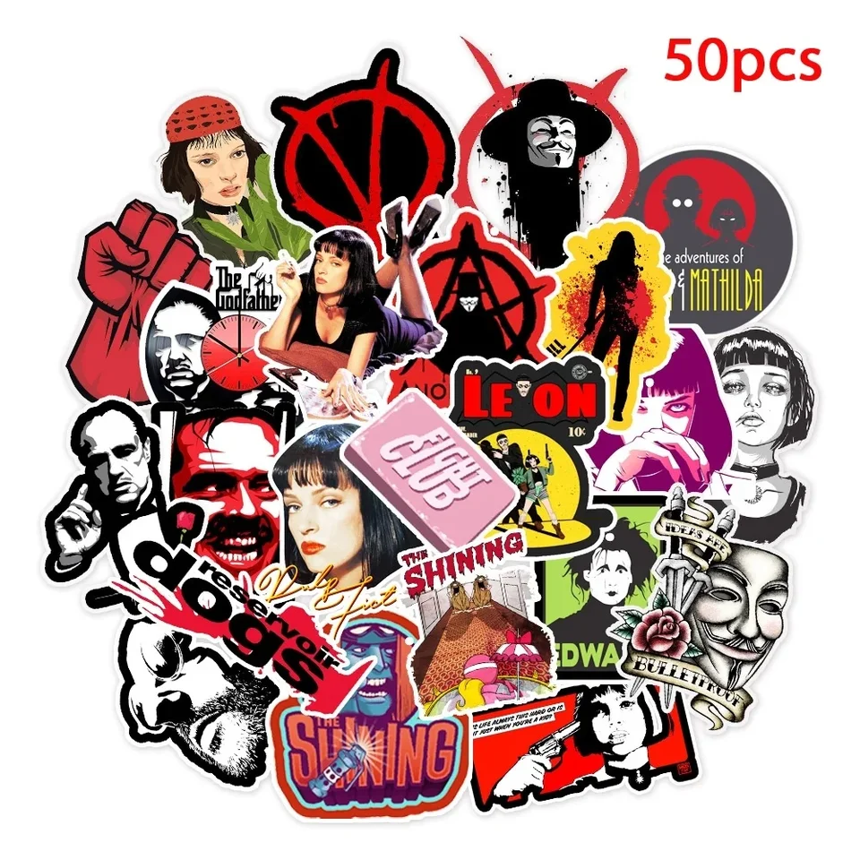 50ks Classic Movie Filr Fiction Kill Bill Fight Club Plagers Stickers for Home Decor DIY nálepka batožina pre laptop skateboard hračky