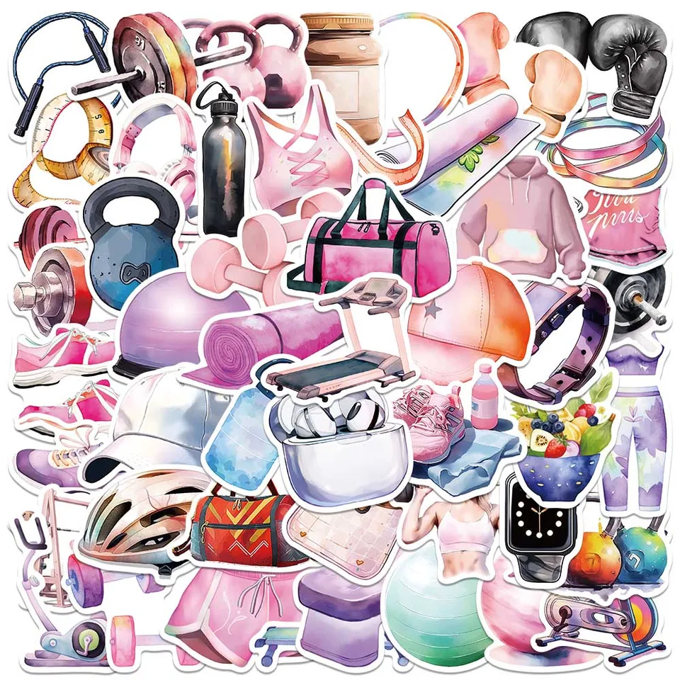 50ks Cutoon Sport Fitness Equipment Stickers pre notebook pre noteborat