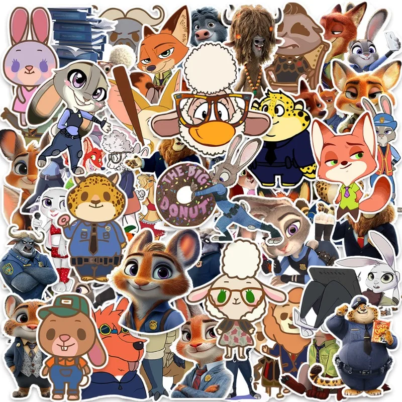 50ks Disney Crazy Animal City roztomilý karikatúra Animácia notebook batožina Guitar Guitar Mobile Stuadery Wholesale