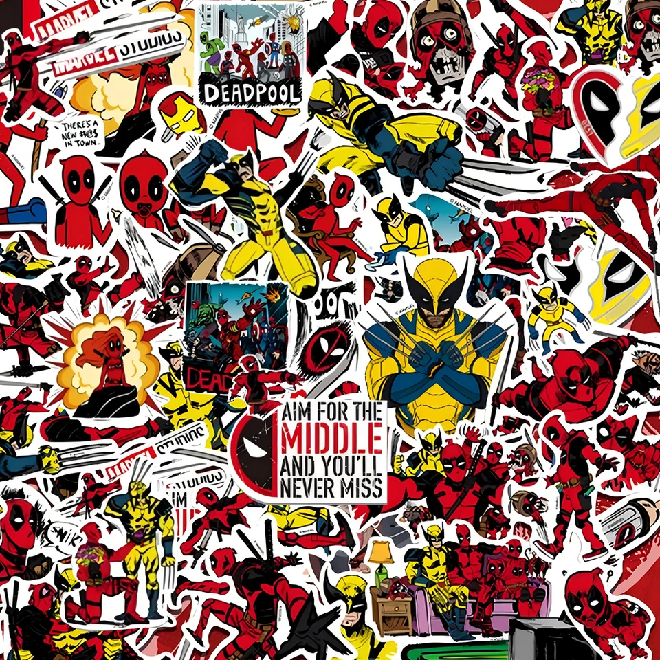50ks Disney Movies Deadpool a Wolverine Stumpery for Kids DIY notebook batožinové skateboard vodotesné cool obtisky hračky