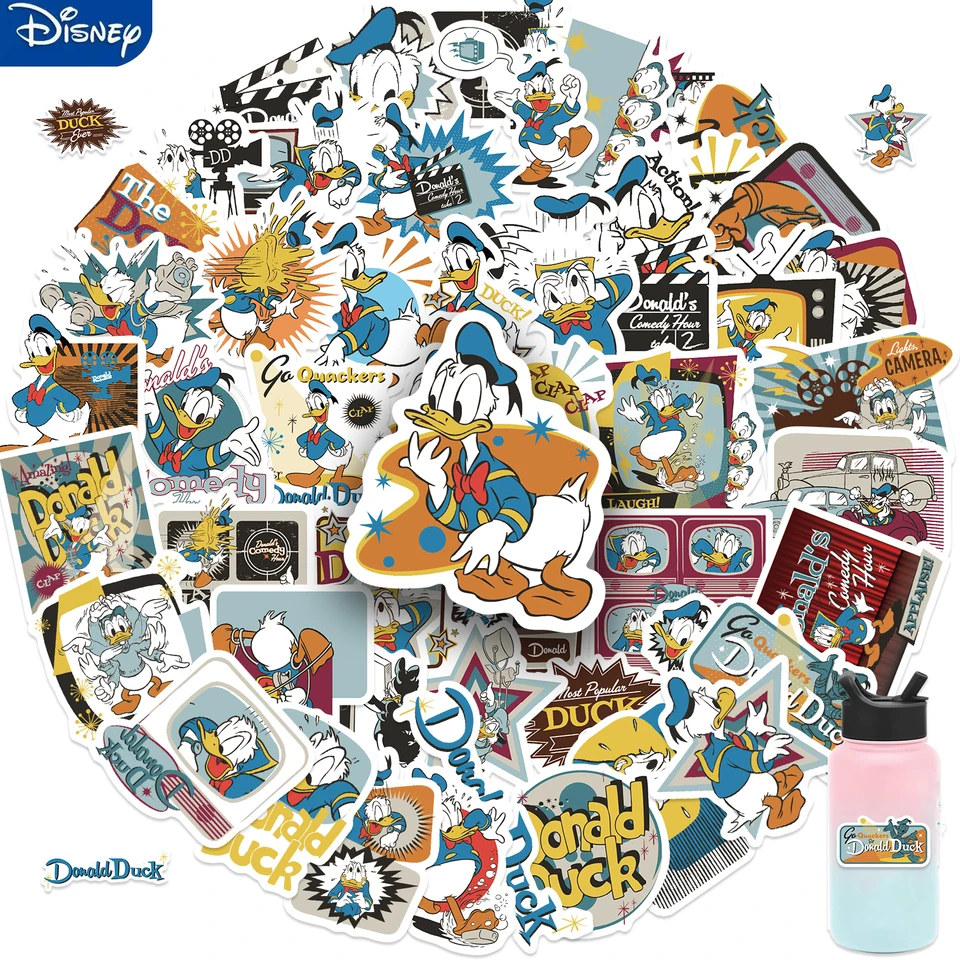 50ks Disney roztomilý karikatúra Donald Duck Graffiti Stickers Laptop Telefón Scrapbook Denník batožina Sticker Sticker Kids Girl Hračky