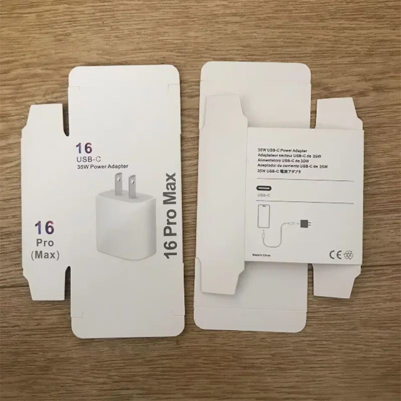 50ks Empty Biely papier Maloobchodný balík pre iPhone 16 16Pro 15 Pro Max 35W nabíjačka rýchly typ C PD nabíjačka Display Balenie