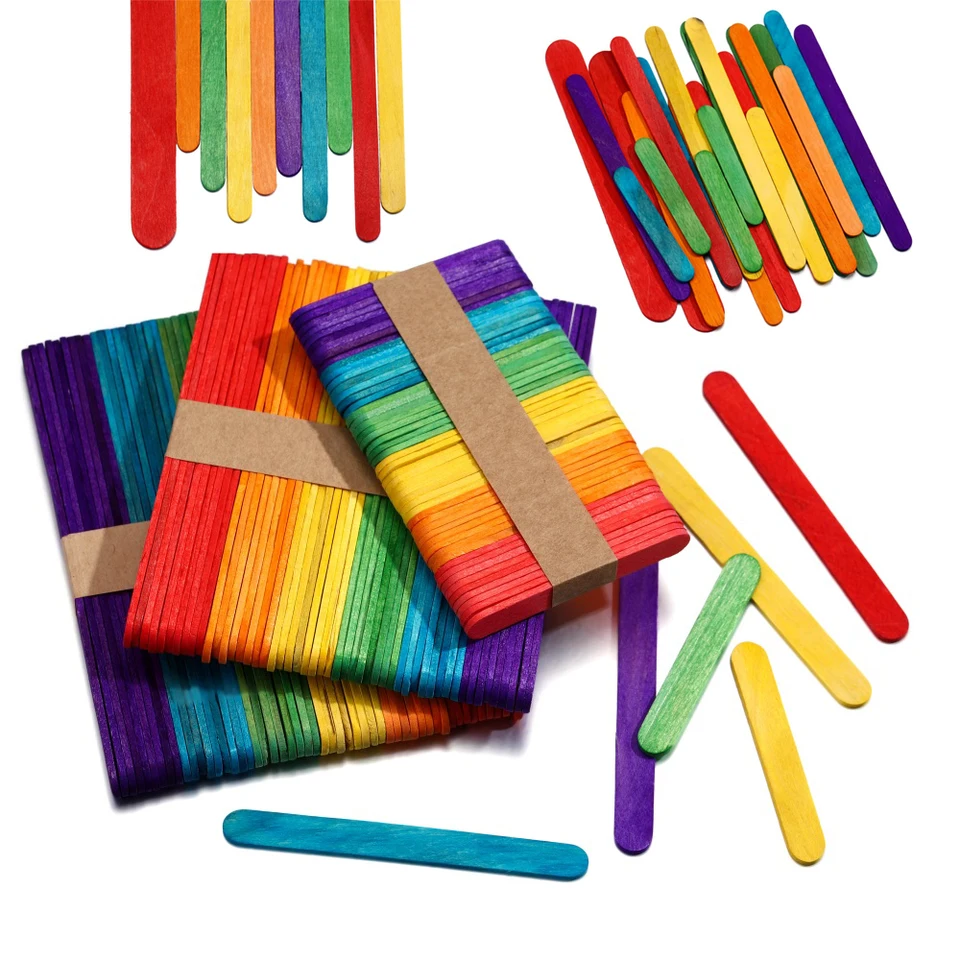 50ks farebné drevené nanuky tyčinky zmrzliny Model Model Nástroje Špeciálne drevené remeselné palice Lollipop form