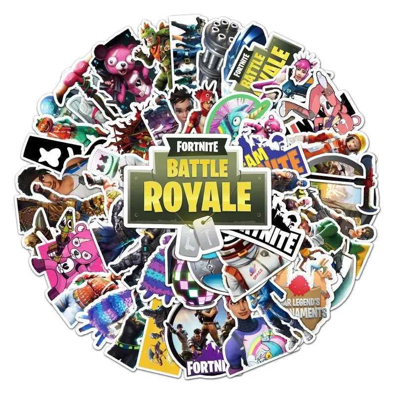 50ks Fortnite Game Character Graffiti Stickers Vodotesný dekoratívny nálepka na stolné panely v kufri Skateboard Skateboard