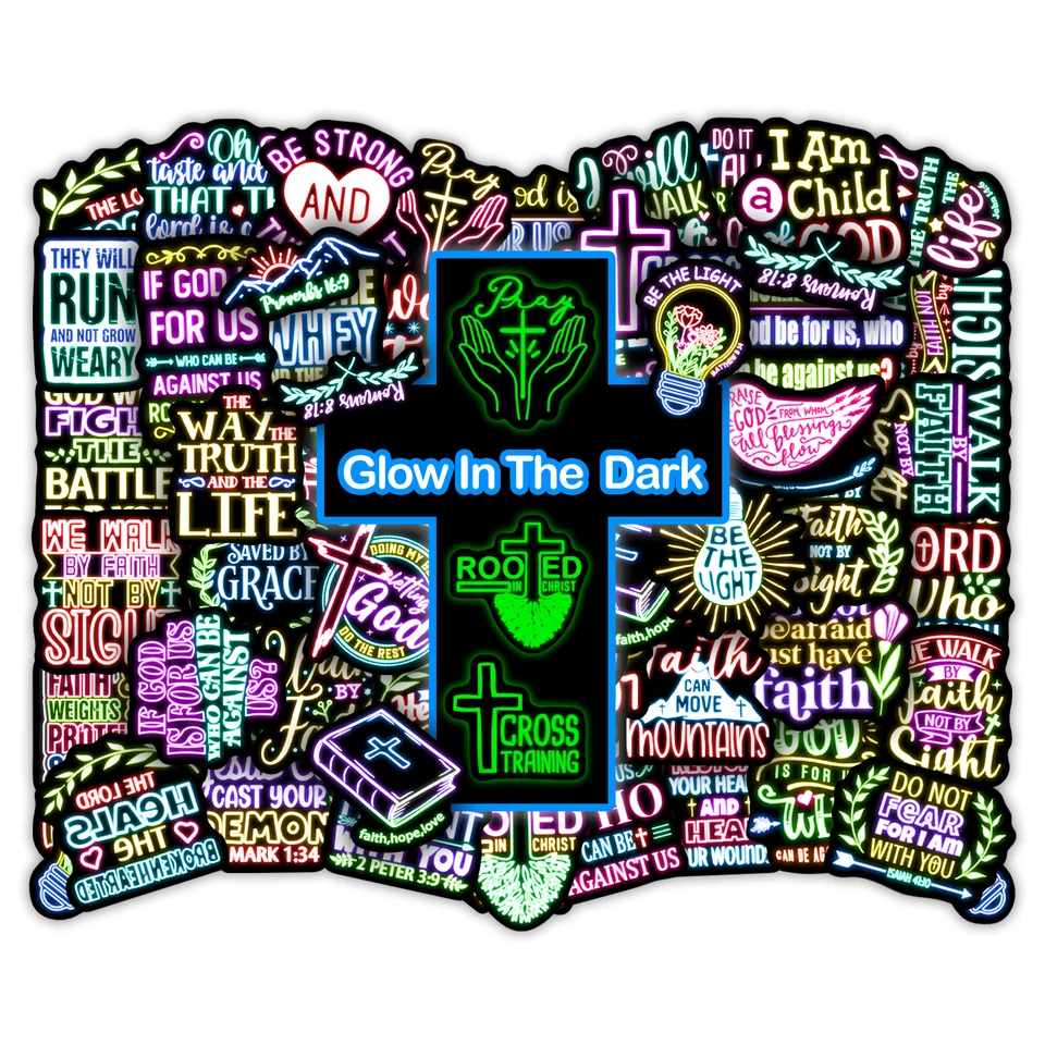 50ks GLOW-in-the-the-the Neon STRACKERS, GOD BIBLE Vzor hrnčeka notebook Skateboard STRACKERS