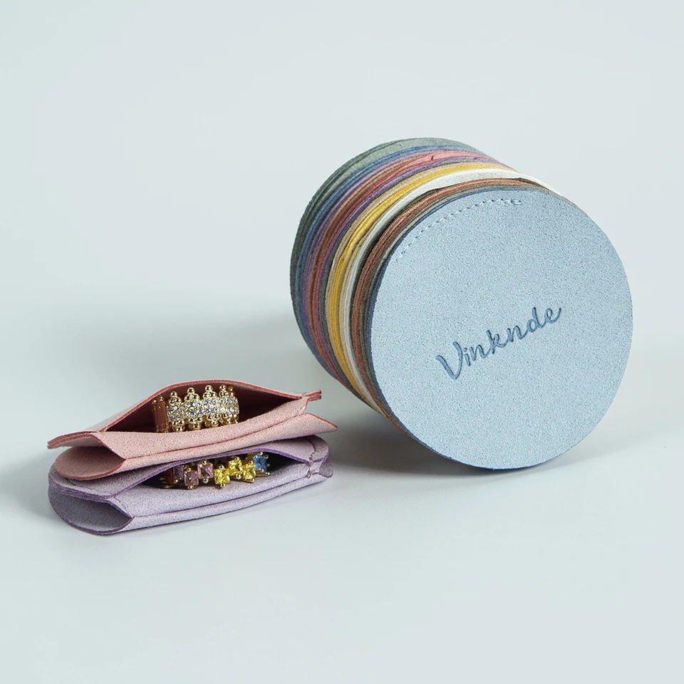 50ks hromadné mikrovlákno zamatové okrúhle vrecko Vlastné logo šperky darčeky pre náhrdelníky Rings