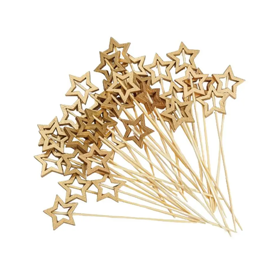 50ks hviezdny tvar jednorazové bambusové špízy Food Koktail Picks bufet Fruit Fork Sticks Party Table Decoration Dodávky