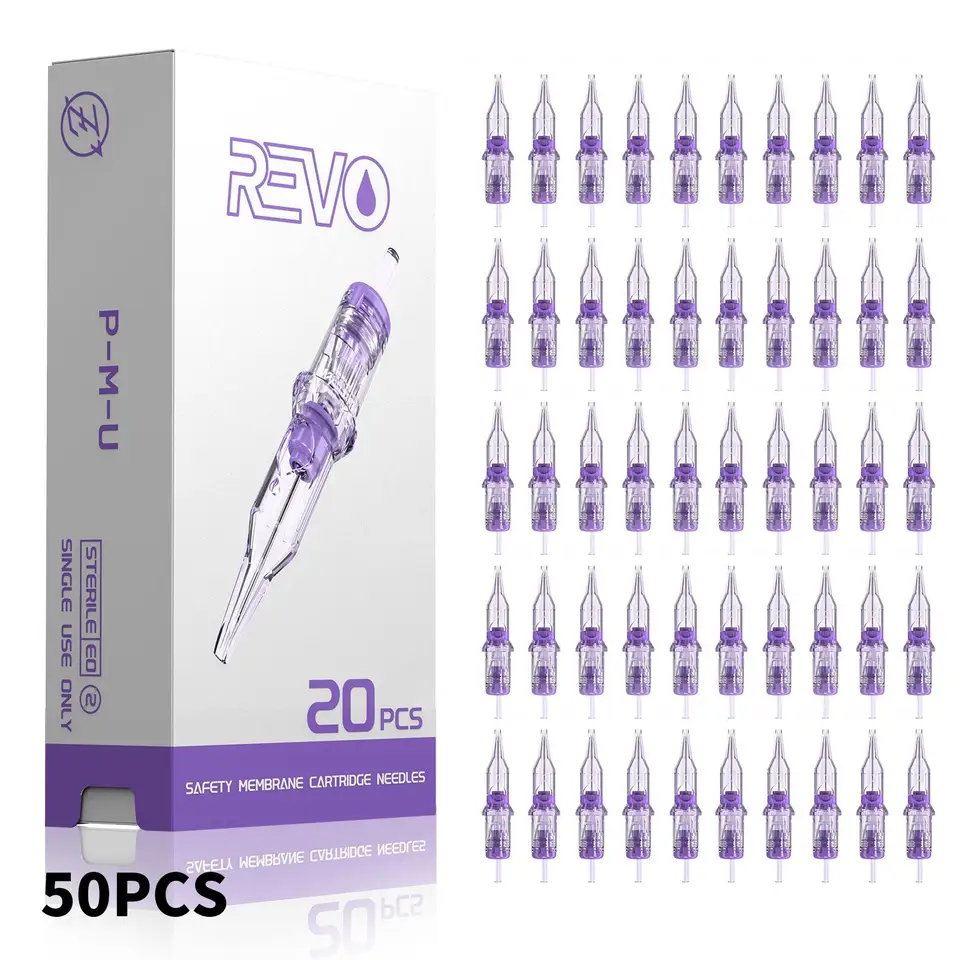 50ks inkin revo kazeta tetovania tetovania jednorazové ihly rl rm mix permanentné make -up obočie pery pre kazetu Tattoo stroj