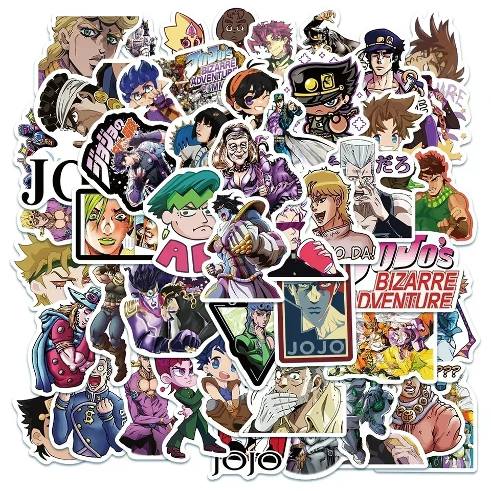 50ks jojos bizarné dobrodružné nálepky Cartoon Anime Decals pre domáci kufrík Skateboard pre laptop pre laptop slepky pre deti hračky