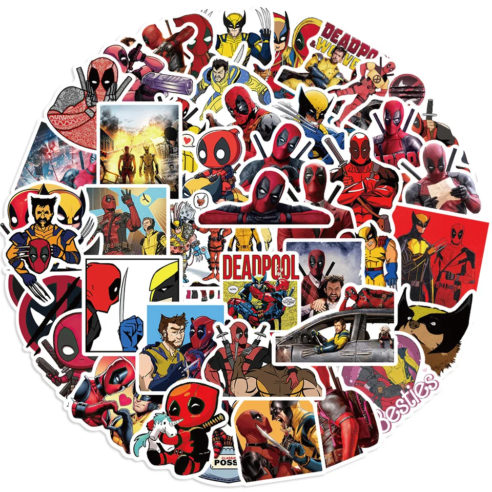 50ks karikatúra Deadpool a Wolverine Laptop batožina DIY vodotesné nálepky