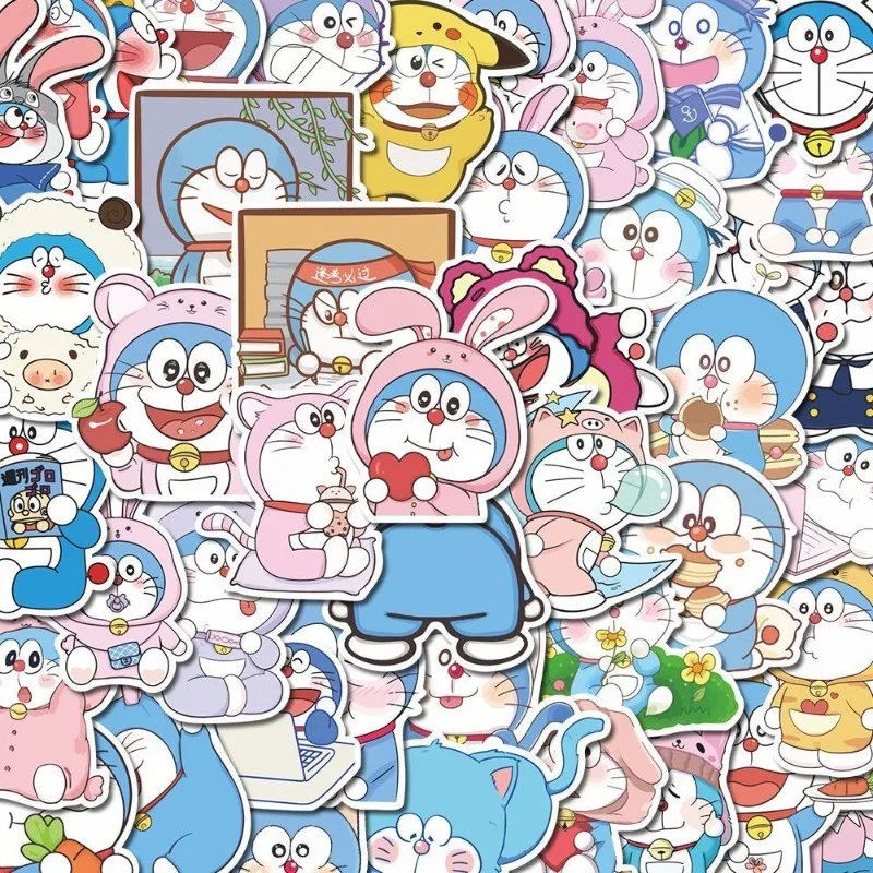 50ks karikatúra roztomilý doraemon nálepky mobilný telefón puzdro iPad voda pohár batožiny pre domácich majstrov