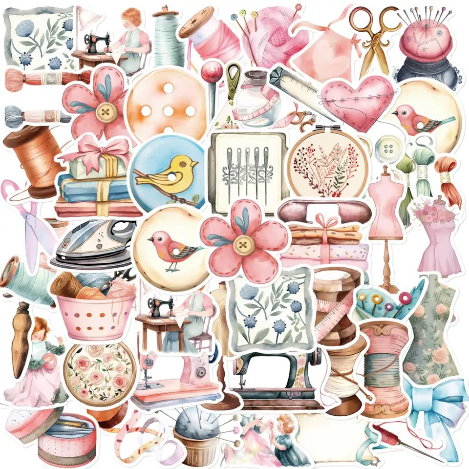 50ks karikatúry nálepky na šitie série DIY farebná vodnárska batožina Scrapbook Album Notebook Denník dekorácia graffiti nálepka