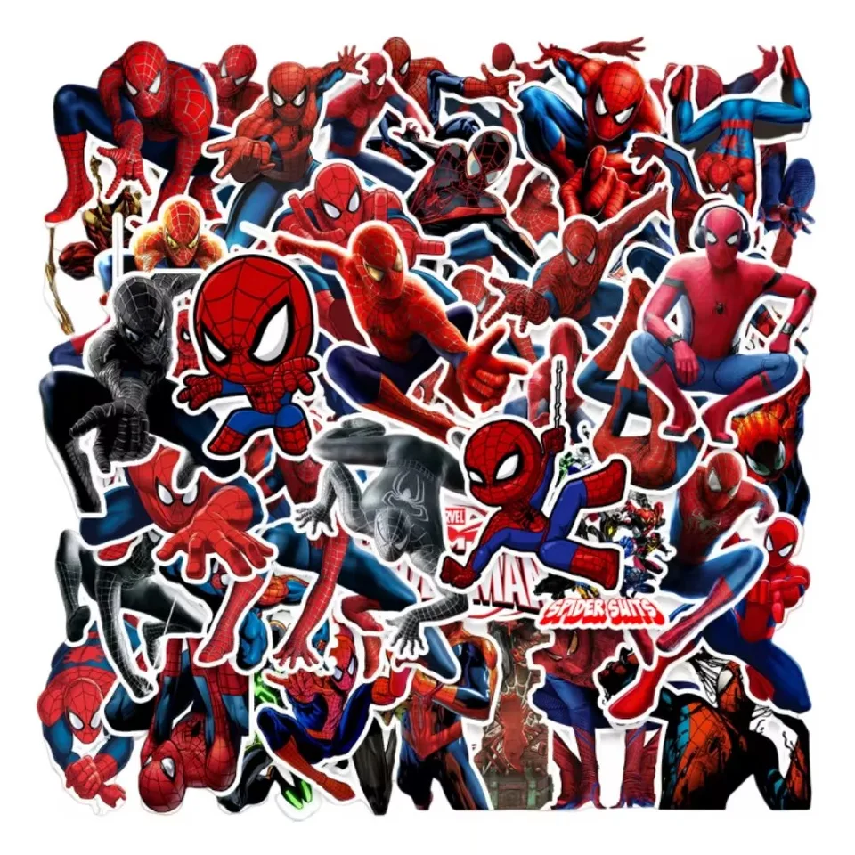 50ks karikatúry Spider Man superhrdinové nálepky DIY batožina Motocyklový telefón PARTY PARTY DEKORÁCIE NÁDEL