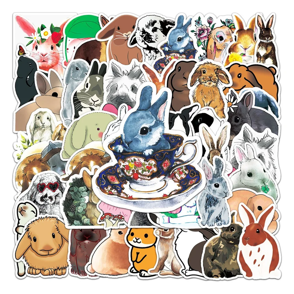 50ks karikatúry zajačiky králičie nálepky balíček Stationery IPad NAPOJECKÝ NAHOP