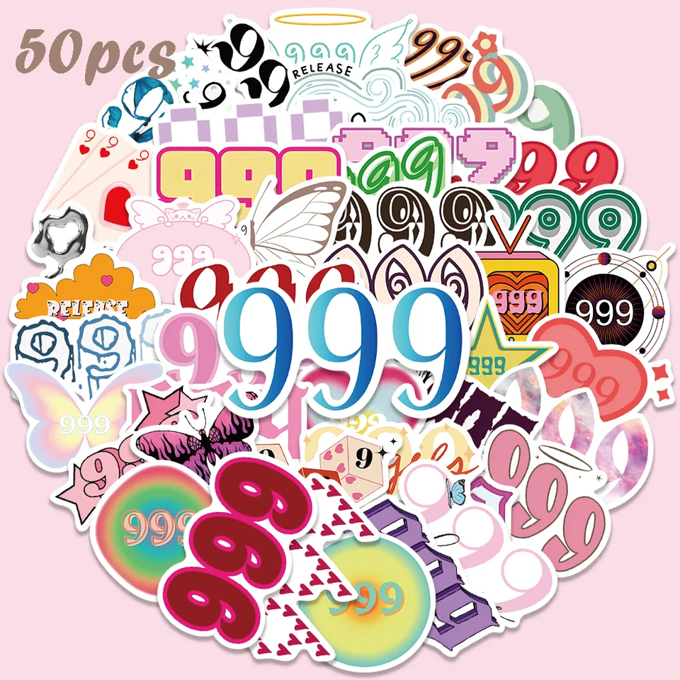 50ks kreslené anjelské číslo 999 Nálepky na scrapbooking Pasce Pascerety Computer Gitara Veľkoobchod Nepremokavá DIY Decor Decor