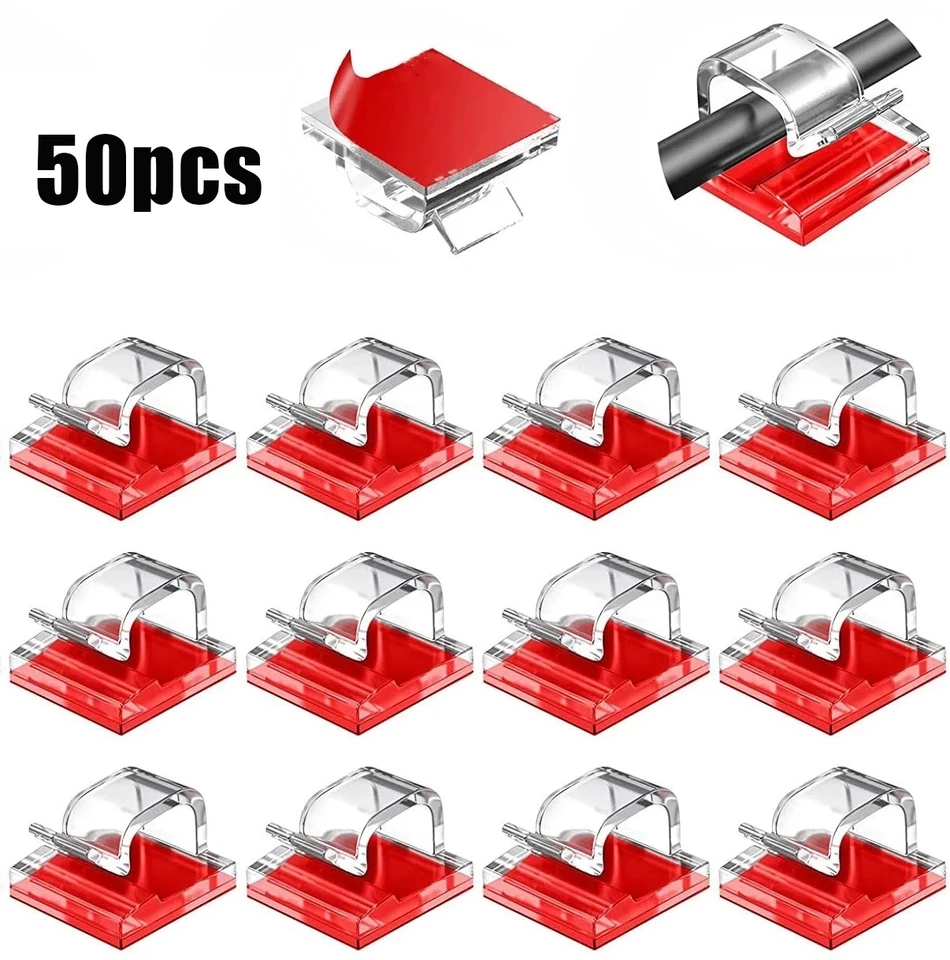 50ks káblové organizátor Clips Clips Management Správa drôtu držiteľa kábla USB nabíjanie dátovej línie Bievky na stenu na stenu na stenu na stenu