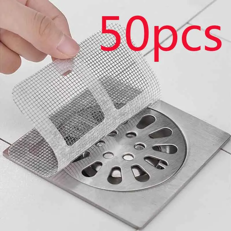 50ks kúpeľňové umývadlo odtokový filter - PVC tkaná drenážna sieťová sieť pre vlasy