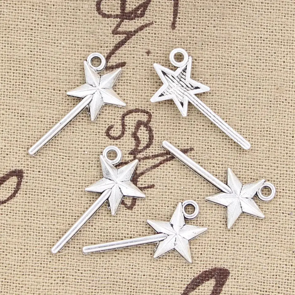 50ks kúzla Kúzla prútik 25x13mm starožitný bronzový strieborný prívesky