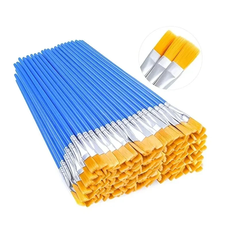 50ks maľovacie kefy súpravy Art Round Flat Hair Nylon Hair Paint Brush pre olej akrylového akvarelu deti/umelci/začiatočníci/študenti