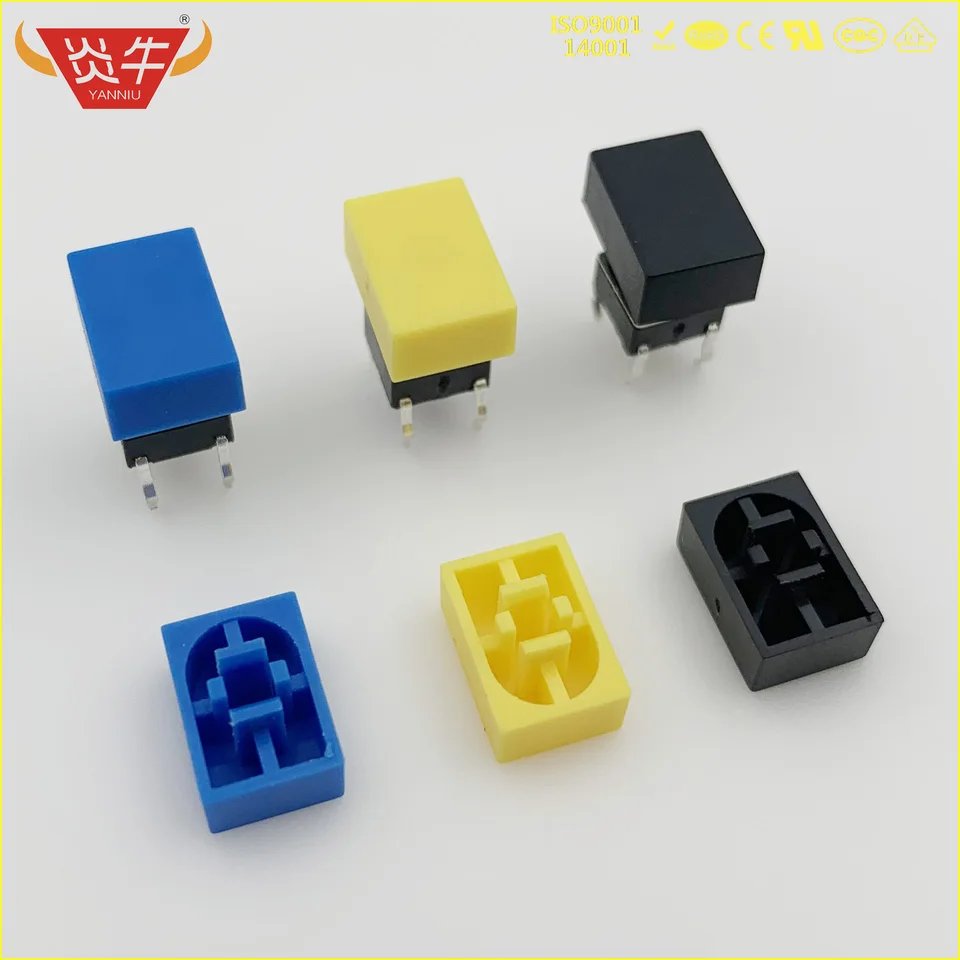 50ks Mico Takt Switch Square hlava obdĺžniková čiapka kľúča šedá biela červená zelená modrá žltá čierna pre 6*6 6x6 5,8*5,8 5,8 x 5,8 yn139