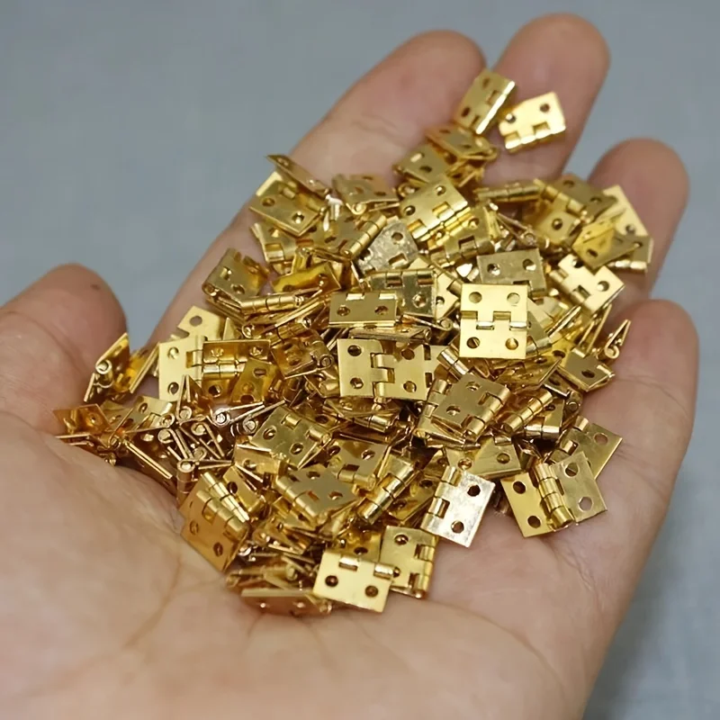50ks Mini pánty Retro pánty s drevenou škatuľou, skrinkou na krabičku na krabicu na šperky, príslušenstvo pre domácich majstrov, 8 mm*10 mm skladací zadok