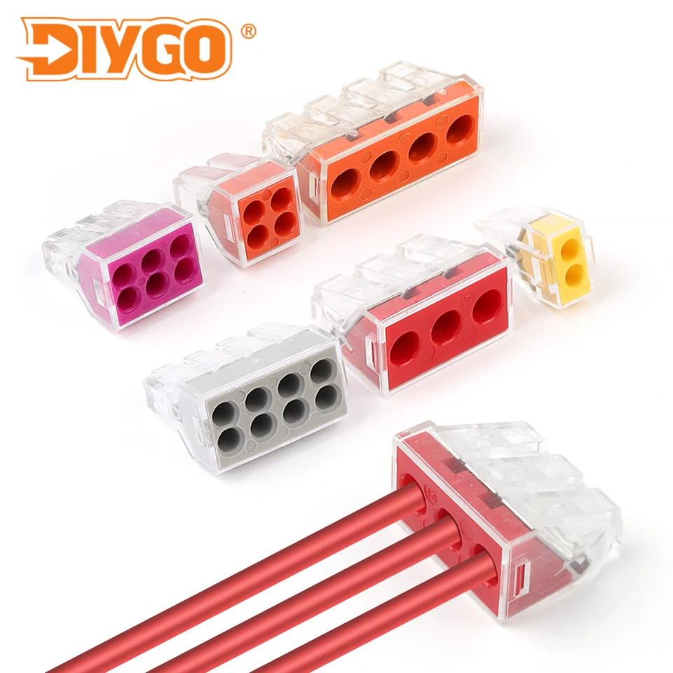 50ks Mini Rýchly ľahký elektrický káblový konektor 2/3/4/6/8 Porty Push-in terminálové bloky Kompaktné konektory AWG18-14