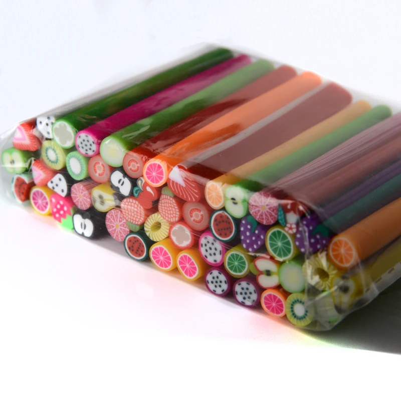 50ks na nechty na nechty dekorácie ovocné kvetiny Drobné plátky nálepky tyčí Polymér Clay dekory DIY vzory 3D nechty TIPS MANICURE