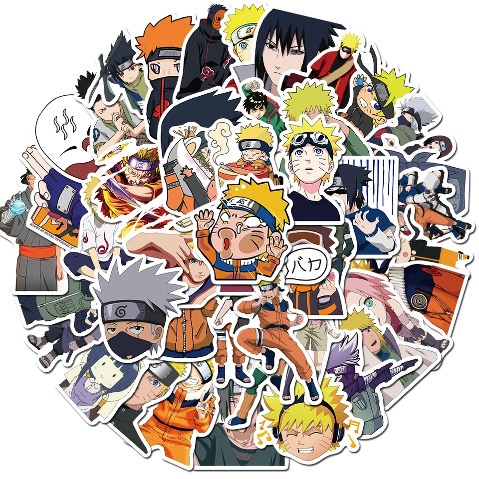 50ks Naruto nálepky anime karikatúra Uzumaki notebook telefón gitara skateboard dekorácia kniha graffiti nálepka pre deti darček