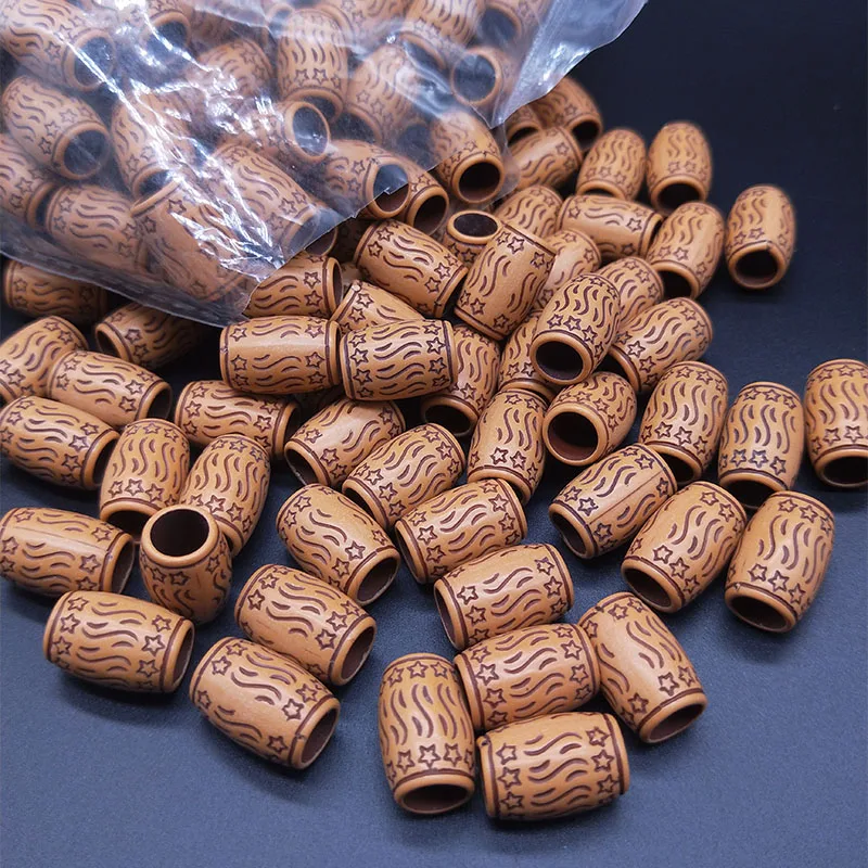 50ks plastové napodobňovanie drevené okrúhle hlavne korálky veľké diery Round Retro remeselnícky perličky