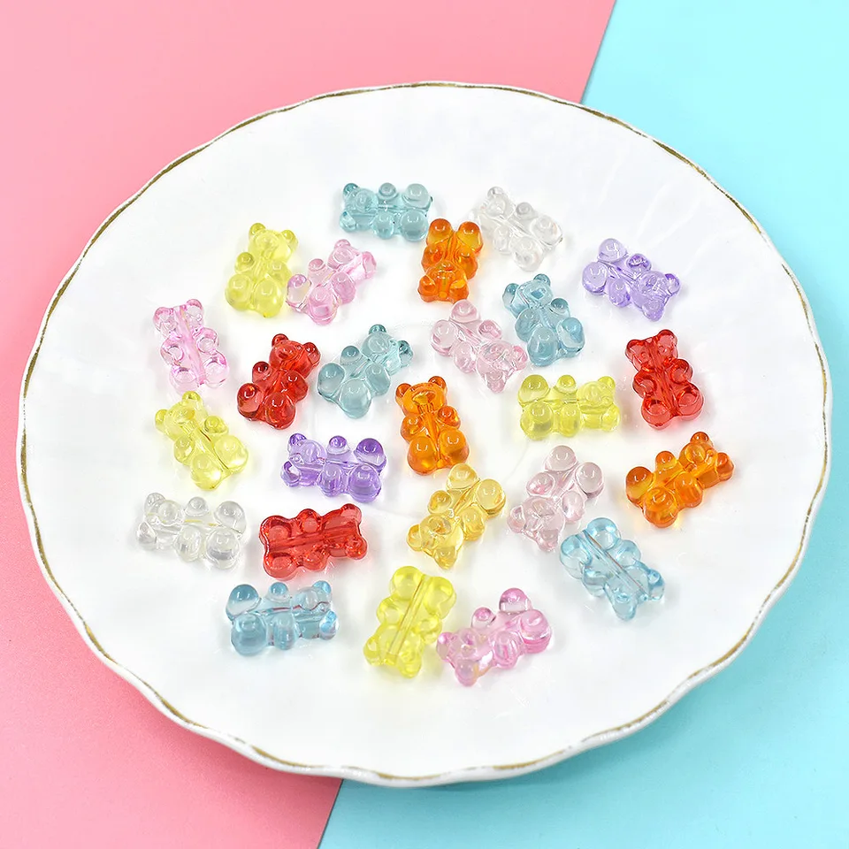 50ks Priehľadné mini medveď Cobachons živici kawaii flatback DIY ozdoby Miniatúrne príslušenstvo figúrky remeslá scrapbooking