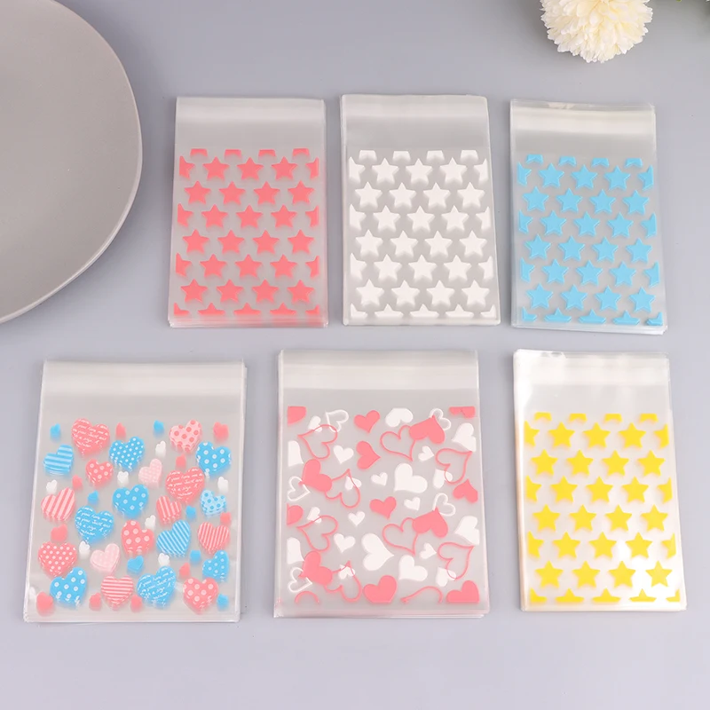 50ks Priehľadné plastové hviezdne šperky Self-pasívne tašky Candy Card Držiteľ fotografie Photo animácie Skladovacie tašky