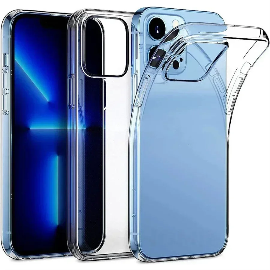 50ks Priehľadný silikónový nárazový puzdro pre telefón pre iPhone 16 15 14 13 12 11 Pro Max xs xr x ultra tenký mäkký kryt TPU