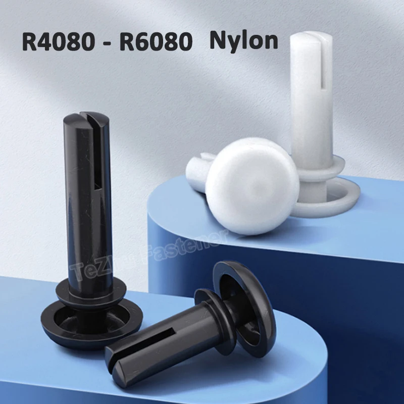 50ks R4080-R6080 Čierna biela nylon nylon nit nit typu push-type nits r typu snímka