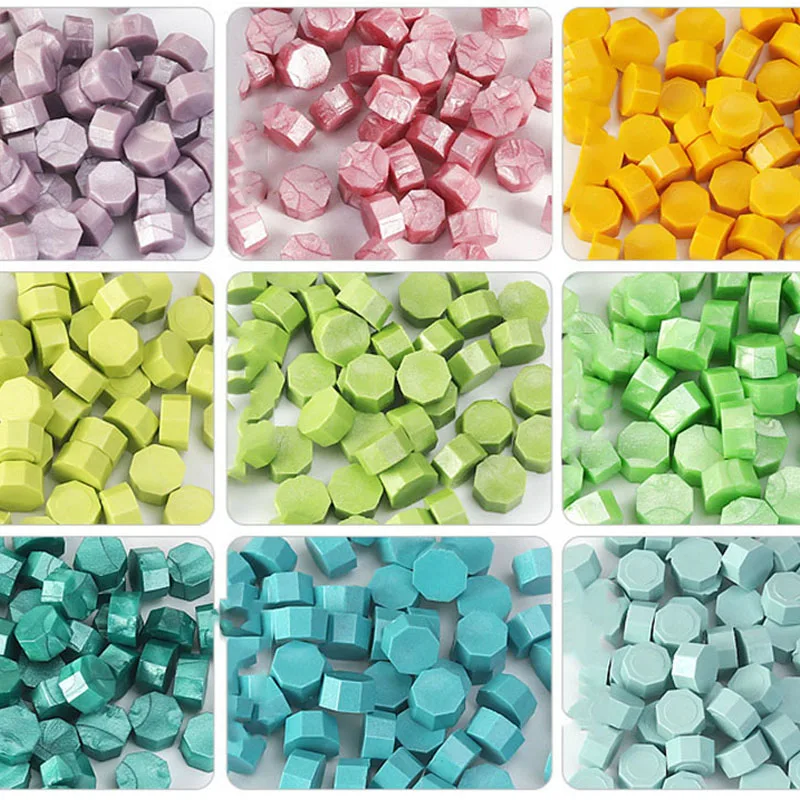 50ks retro voskové pečať farebné voskové korálky DIY Scrapbooking Octagon Sealing Stamp pre obálku Letter Svadobné oznámenia Dekorácia