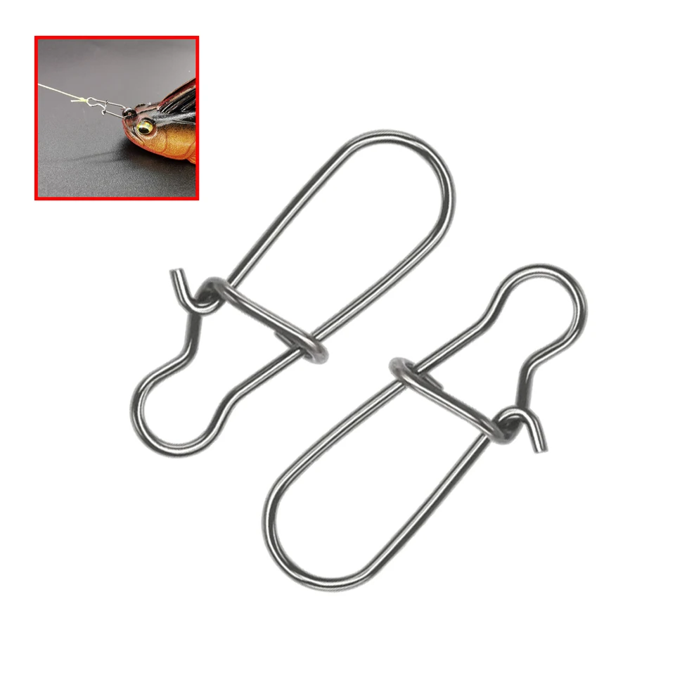 50ks rybárske otočné konektorové konektory Háčiky Line Clip Lock Carabiners Carabiners z nehrdzavejúcej ocele Fishing Upevňovača zaskočí náradie
