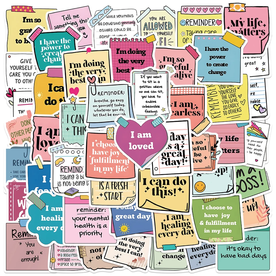 50ks Self -potvrdenie Pozitívne štítok Roztomilé nálepky DIY chladnička Denník Diary Car Scrapbooking Notebooks prenosný telefón Party Darčekové nálepky