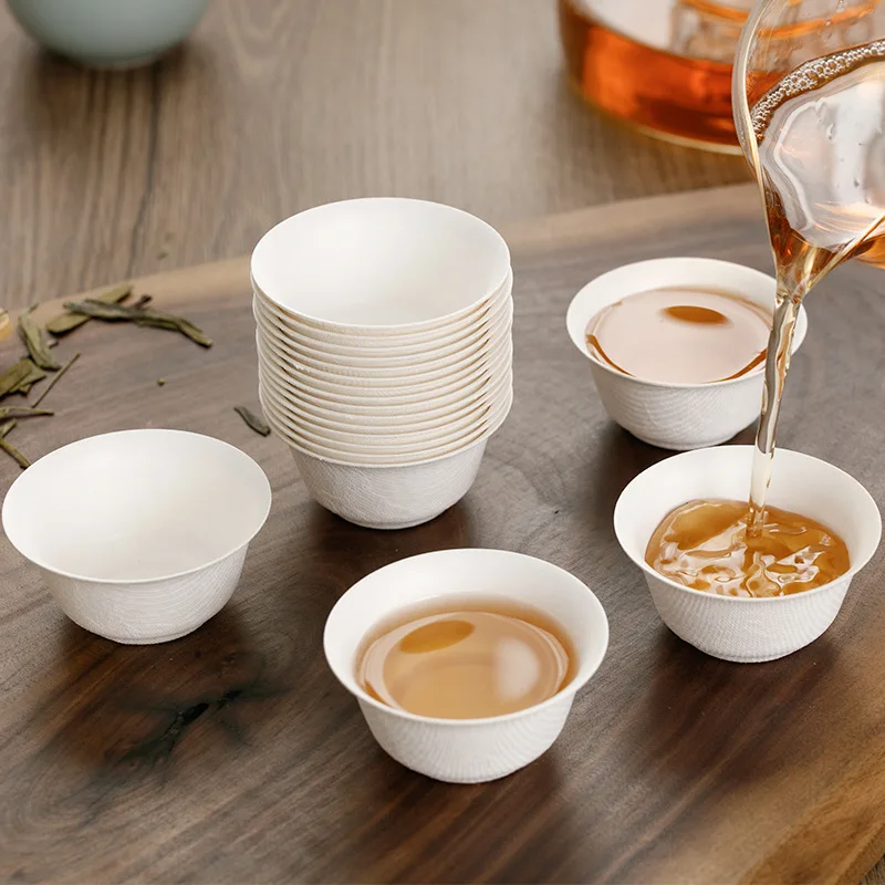 50ks/set degradovateľný jednorazový kung -fu čajový šálka Čistý hosťový čaj Pohár cestovného vonkajšieho prenosného vysokoteplotného drinkware odolného voči