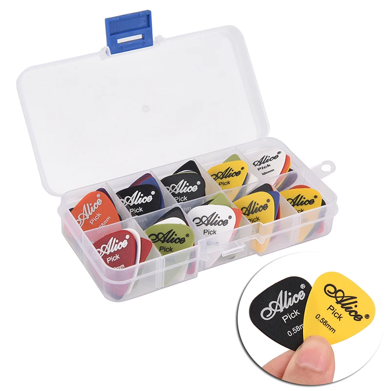 50ks/set Elektrická gitara vyberte akustickú hudbu PLECTRUM 0,58/0,71/0,81/0,96/1,2/1,5 mm gitarové príslušenstvo