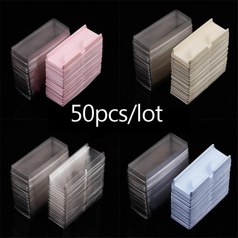 50ks/set plastový ružový béžový priehľadný očný riasy, puzdro Lot Ryelashes Storage Baliaci box make -up puzdra 40#41