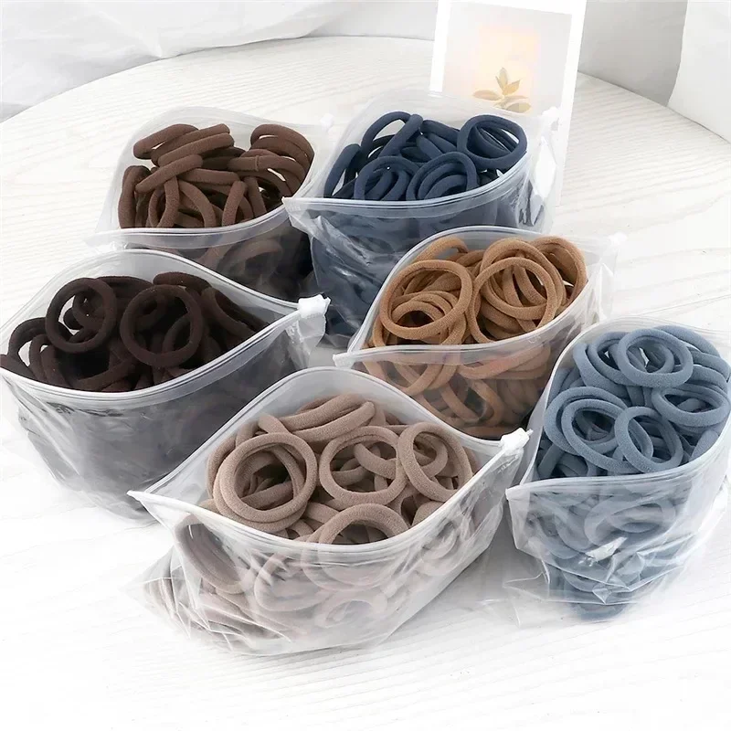 50ks/set žien Dievčatá základné vlasové pásy 4 cm Jednoduché tuhé farby Elastické čelenky Vlasy Vlasy Kravaty Vlasy